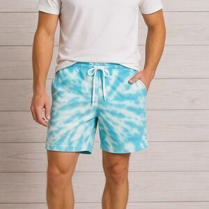 Vineyard Vines Mens Tie Dye Sweatshorts Aqua White Size Large